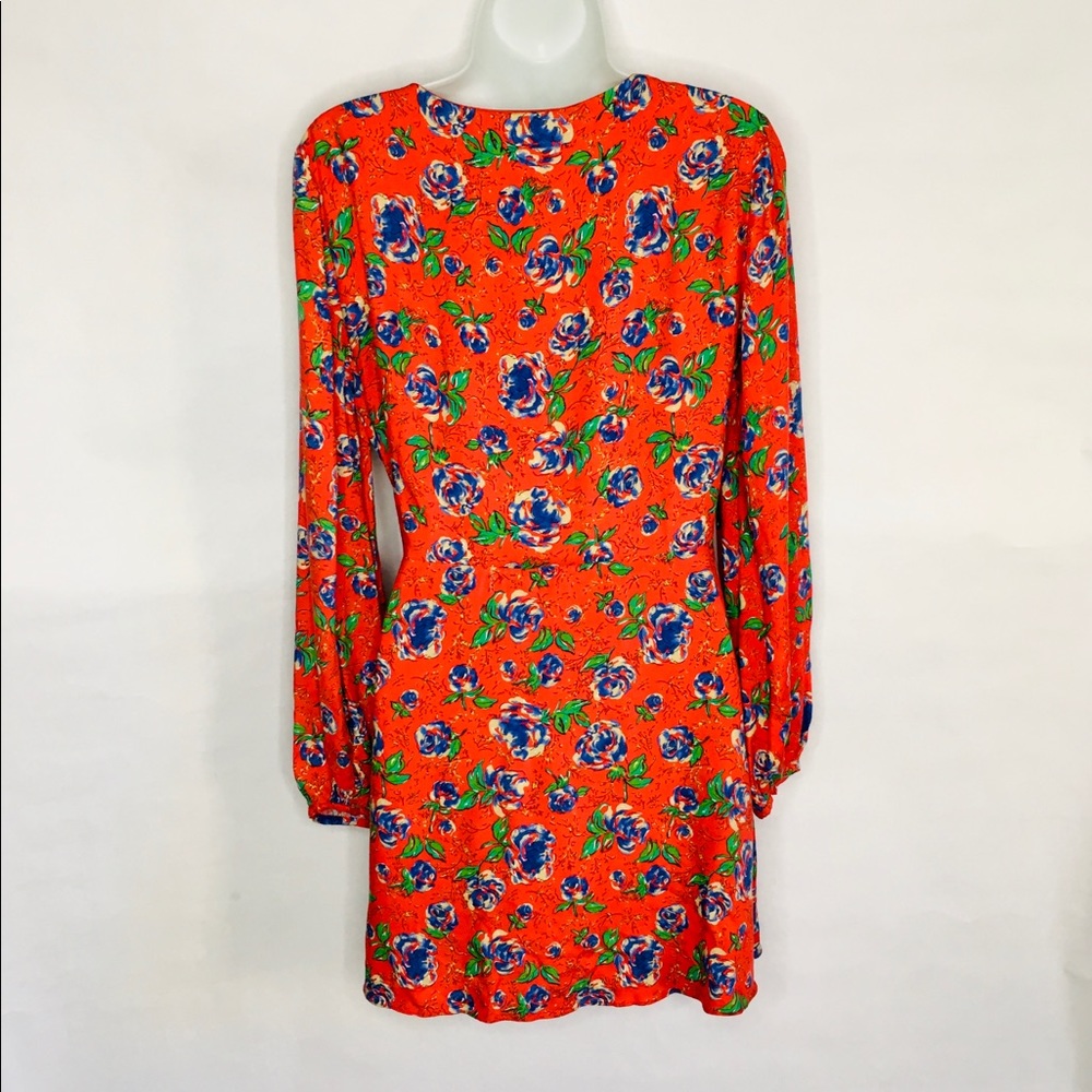 Zara Trafaluc Red Foral Romper Wrap Dress - M NEW - Picture 4 of 8